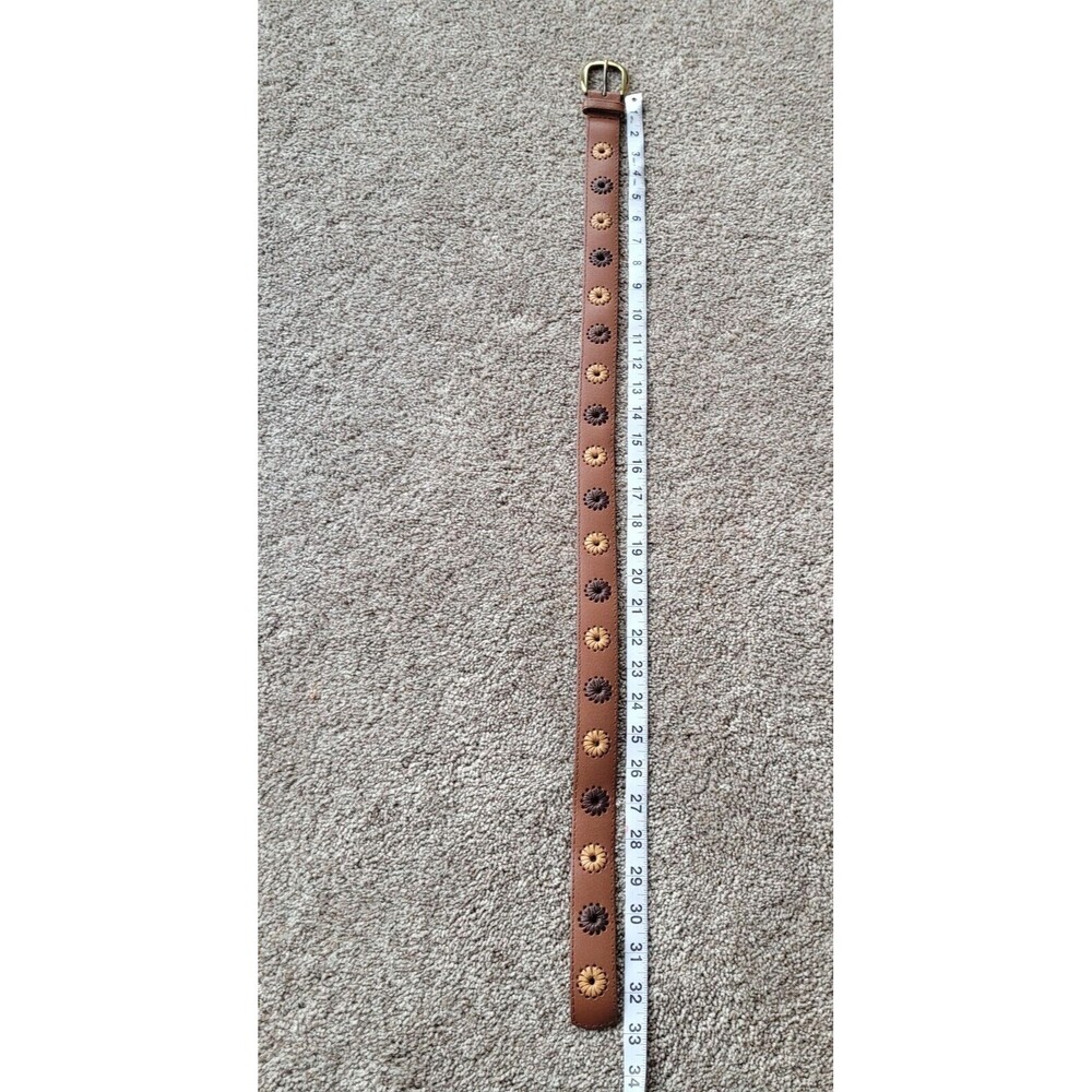 Liz Clairborne Sz Medium Brown Adjustable Belt Brass Buckle Thailand Style 28107 - Picture 3 of 10